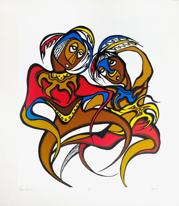 Daphne Odjig Fun Dance serigraph, artist proof 29x25 serigraph, artist's proof 29 x 25 1/2 in 73.7 x 64.8 cm titled, signed and dated bottom edge