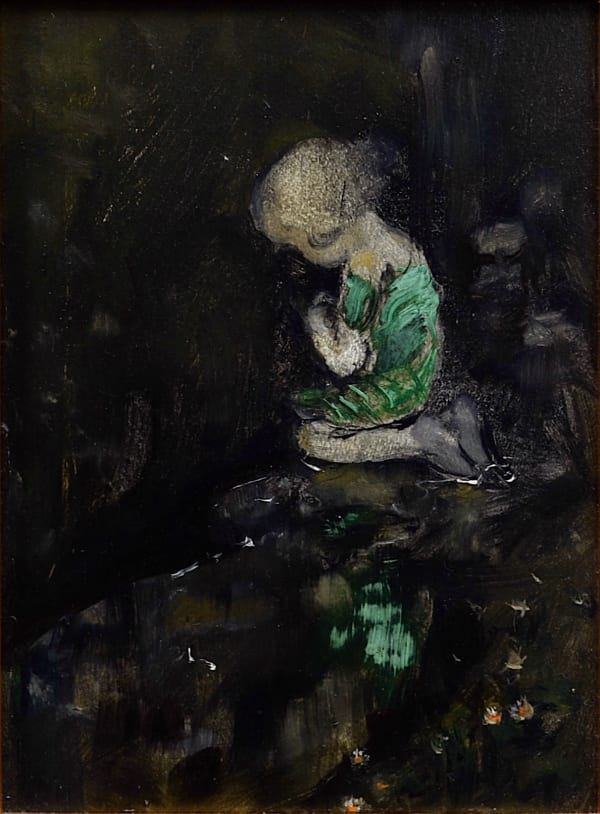 Florence Carlyle Girl on the Beach, c. 1906 oil on panel 7 x 5 1/4 in 17.8 x 13.3 cm Florence Carlyle estate stamp on verso