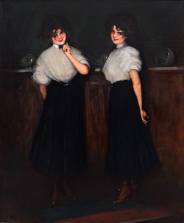 Florence Carlyle The Heavenly Twins, c. 1914 oil on canvas 35 1/2 x 29 1/2 in 90.2 x 74.9 cm Florence Carlyle RCA stamp, signed lower left; on verso inscribed with ‘the twins on their birthday’