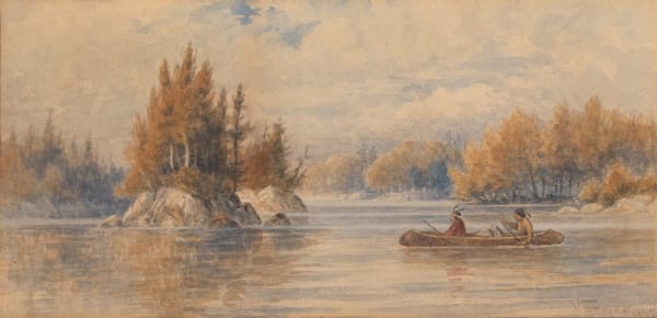 Frederick Arthur Verner, Indians in Canoe, Long Sault, Rainy River, 1887