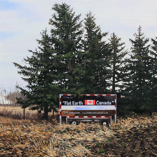 Allan Thomas Flat Earth, 2025 oil on birch panel 14 x 14 in 35.6 x 35.6 cm