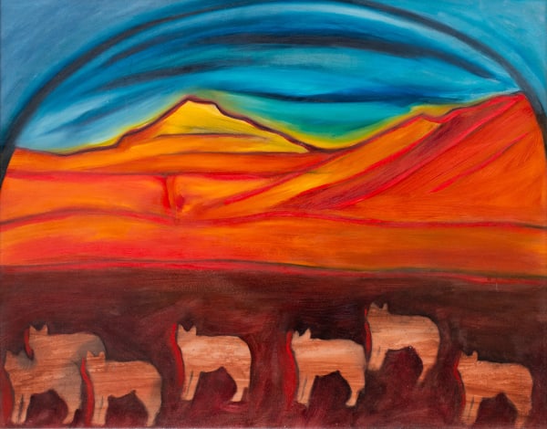 Joane Cardinal-Schubert Moonlight Sonata acrylic on board 24 x 30 in 61 x 76.2 cm