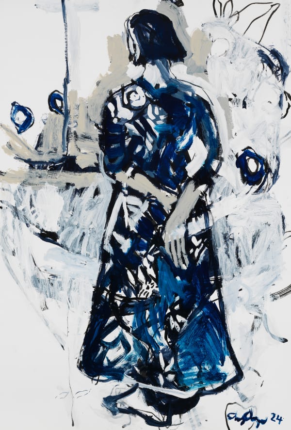 Amy Dryer Looking Back mixed media on paper 44 x 30 in 111.8 x 76.2 cm