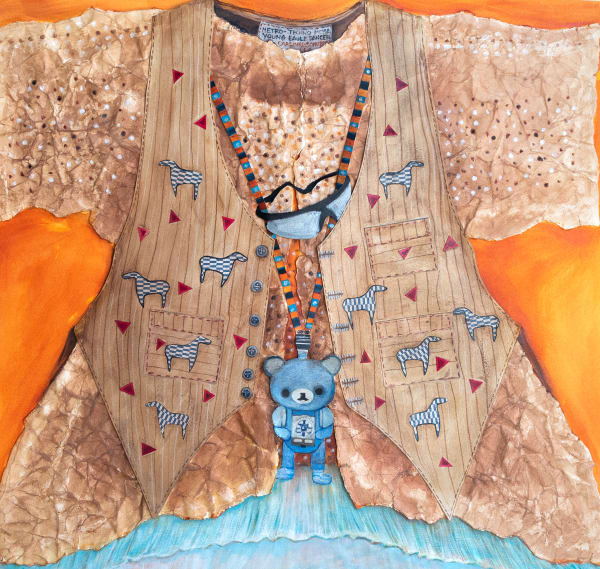 Joane Cardinal-Schubert Metro Techno Meme Young Eagle Dancer mixed media on paper 29 x 30 in 73.7 x 76.2 cm