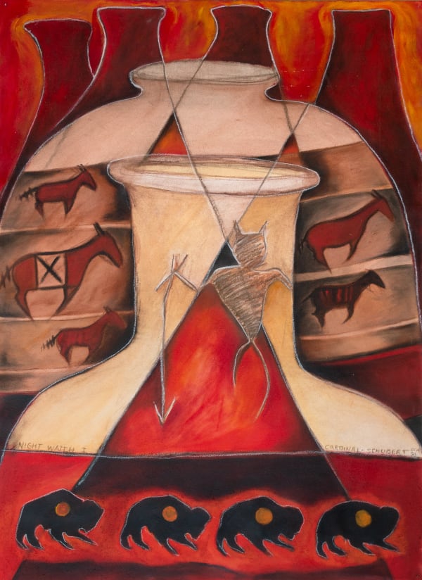 Joane Cardinal-Schubert Night Watch I mixed media on paper 20 1/2 x 20 in 52.1 x 50.8 cm