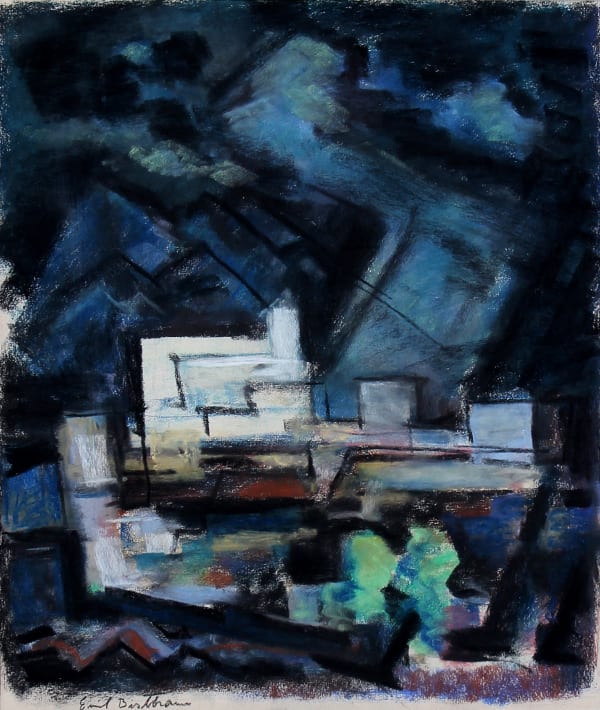 Emil Bisttram, Cubist Landscape with Mountains, c. 1950's