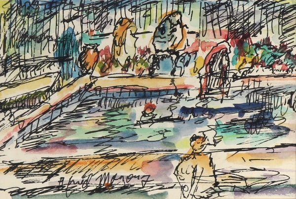 Alfred Morang, Poolside at the "Spain Estate" in Tesuque, n.d.