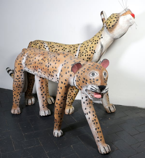 Unknown Artist Pair of Folk Art Leopards, n.d.