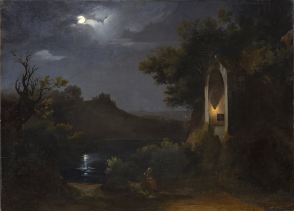 Giovanni Battista Camuccini, Notturno sul lago di Albano dalla chiesa dei Riformati, 1840