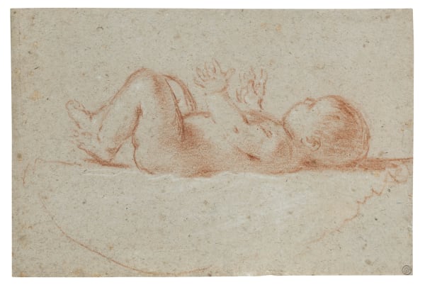 Giovanni Francesco Barbieri detto il Guercino, Studio per Gesù Bambino nella sua cesta, 1626