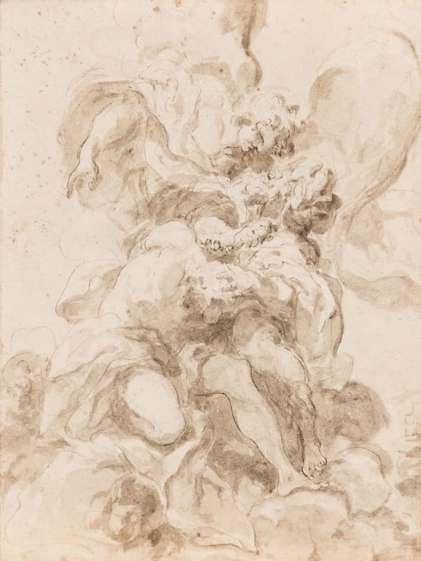 Paolo Pagani Il sacrificio di Isacco (recto e verso); Caricatura elmata di profilo (verso), 1655