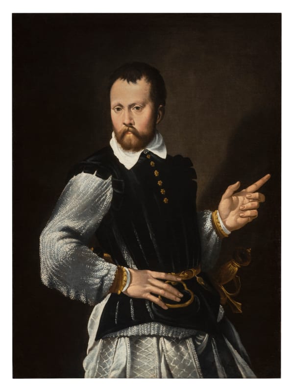 Bartolomeo Passerotti, Ritratto di gentiluomo con cotta di maglia argentata, il maestro di scherma Achille Marozzo (?), 1575