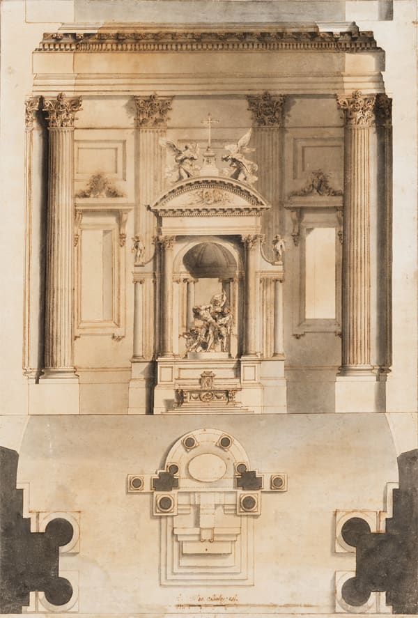 Flaminio Minozzi e Ubaldo Gandolfi, Progetto per altare con gruppo scultoreo raffigurante la Flagellazione, 1735