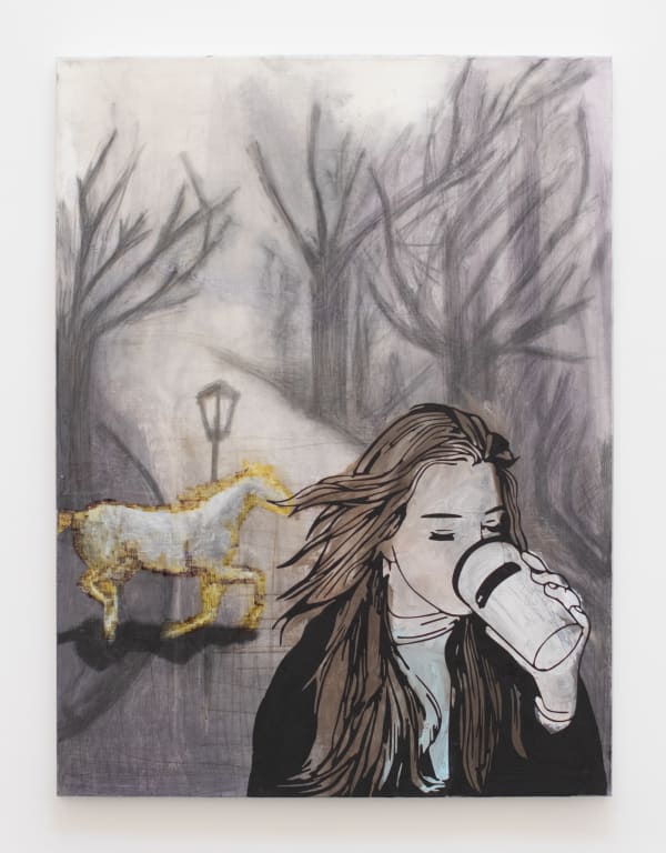Joe Speier, walker with horse and coffee, 2022
