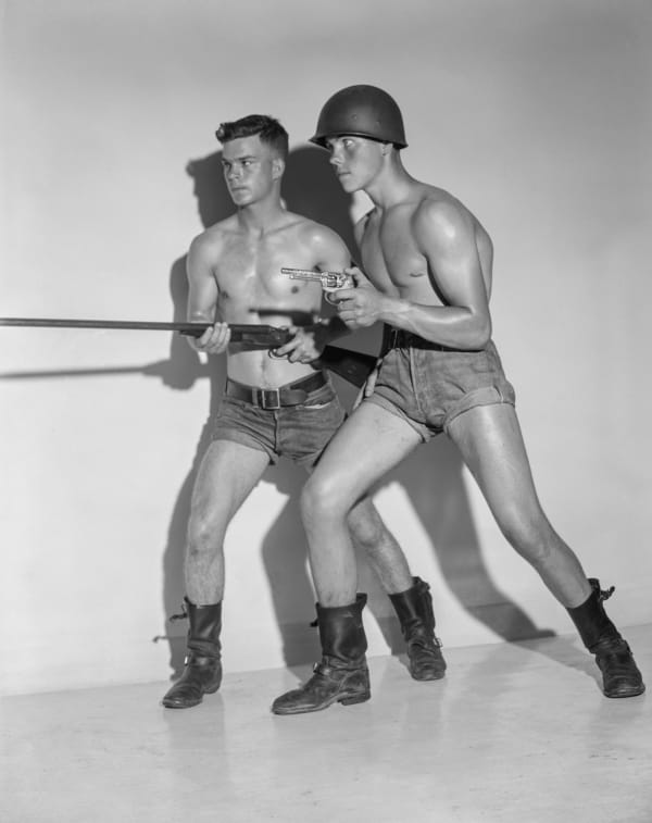 Bob Mizer, Jack Swan and Peter Gomm, Los Angeles, 1956