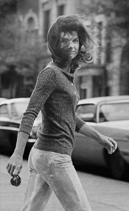 Ron Galella, “Windblown Jackie” – Jackie Onassis on Madison Avenue, New York, October 7, 1971