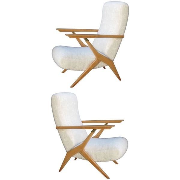 Carlo Mollino, Rare pair of adjustable lounge chairs attributed to Carlo Mollino, 1958