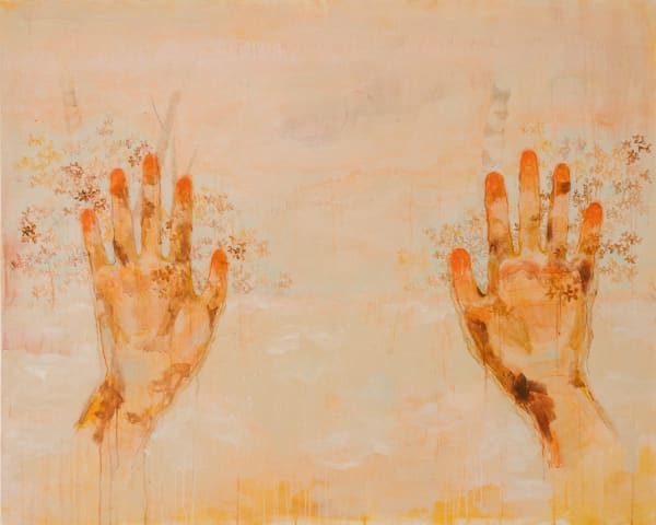 Kiona Callihoo Ligtvoet if I should pass on and haunt a place, 2023 acrylic and graphite on canvas 48 x 60 in