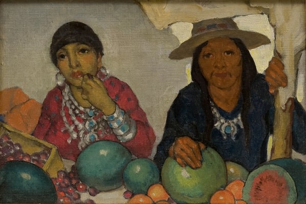 WIillam Penhallow Henderson, Navajo Melon Seller and his Wife at Acoma, circa 1920