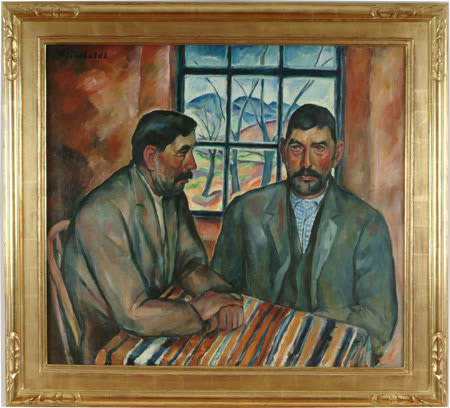 BJO Nordfeldt, "Portrait of Two Men" (also titled "Two Men at Table", circa 1920s