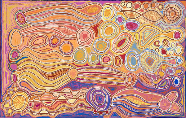 Judy Watson Napangardi mina mina jukurrpa 57508, 2008 Synthetic polymer paint on linen 152 x 240 cm