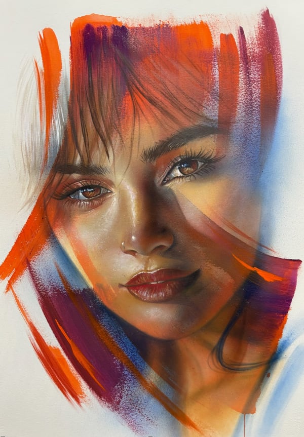 Adnate A Breath Away, 2024 Spray paint and acrylic on 640gsm archival paper 106 x 76 cm