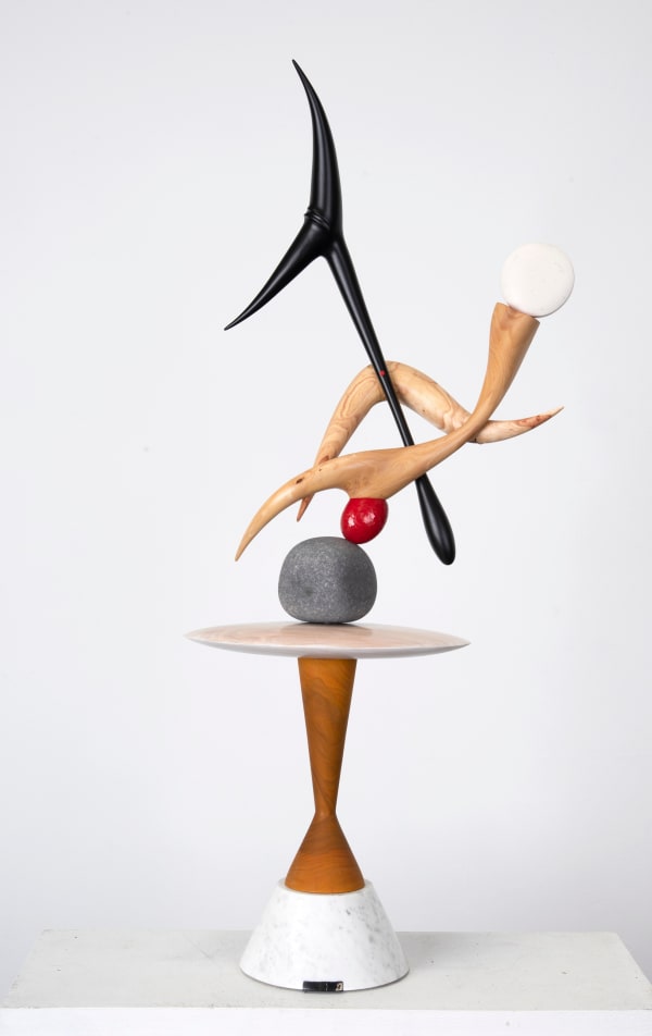 Augustine Dall'Ava Paradox no 4, 2020 Natural and painted wood, marble, stone 89 x 41 x 19 cms