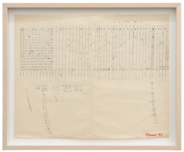 Meuser Untitled (Lottozeichnung), 1998 pencil and pen on paper 32 x 41 cm 38 x 46,5 cm, framed