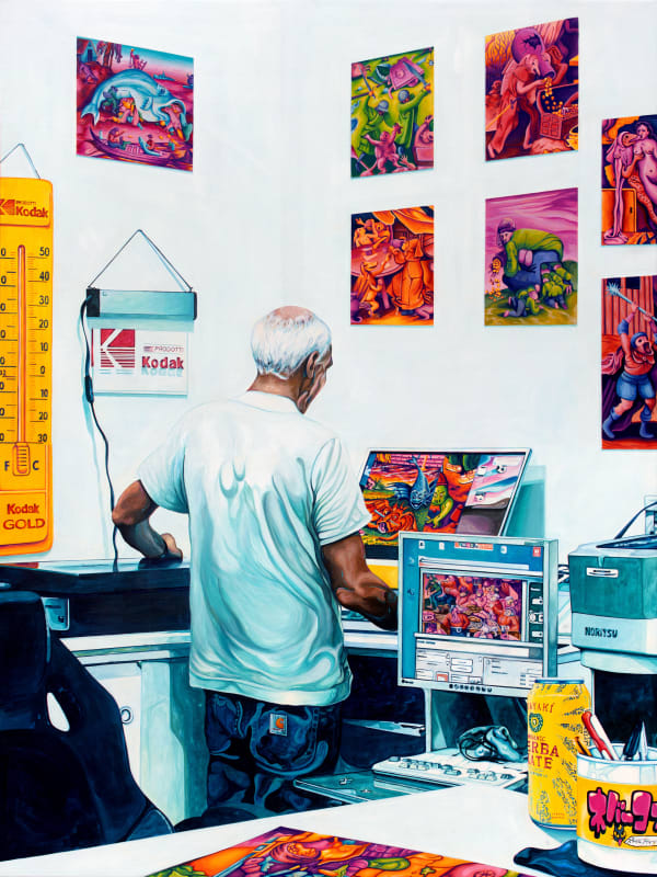 Alex Mihalko Laboratory, 2024 Signed and dated on the verso acrylic on canvas 72 in x 54 in