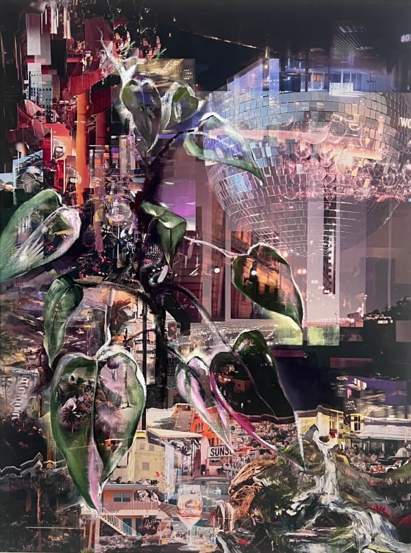 Allison Lu Wang Another Night, 2023 Oil and archival ink on linen 48 x 36 in