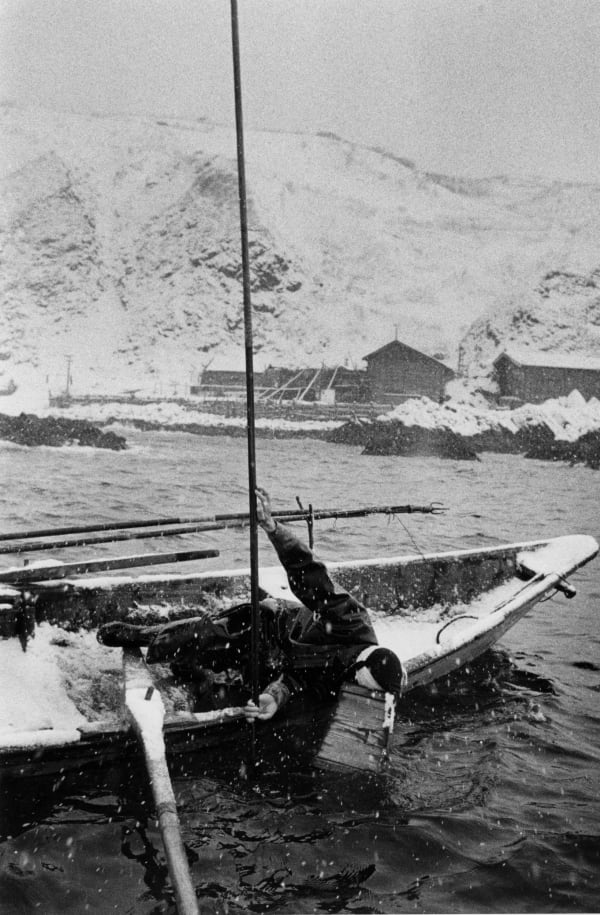 Hiroshi Hamaya, Fisherman Spearing Fish, Hokkaido, Japan, 1957