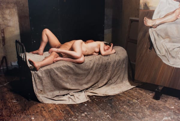 Bruce Bernard, Leigh Bowery and Nicola Bateman posing for “And the husband” by Lucian Freud,, 1993