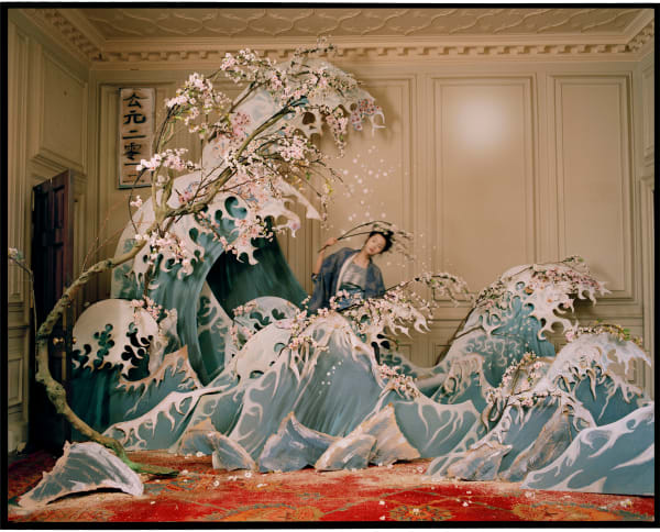 Tim Walker, Xiao Wen Ju with Hokusai’s Great Wave of Kanagawa, Eglingham, Northumberland, 2012