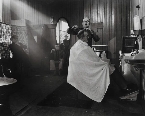 Sirkka-Liisa Konttinen, Mr Douglas at Work, Gents’ Hairdresser in Raby Street, Byker, 1974
