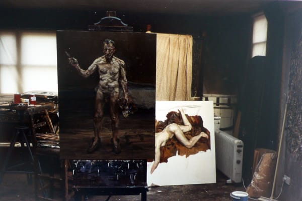 Bruce Bernard, Lucian Freud’s ‘Naked Self-Portrait’ in the studio, 1993