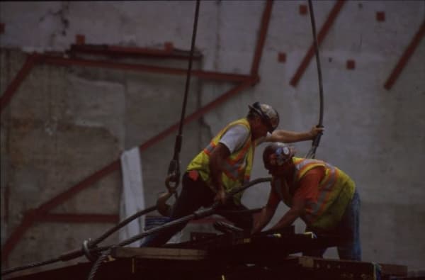 Louis Stettner, Constructions Workers with a Crane, 2008, printed 2008