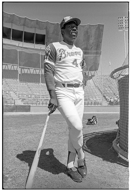 Al Satterwhite, American Major League Baseball player Hank Aaron, photographed training for the Atlanta Braves, 1973