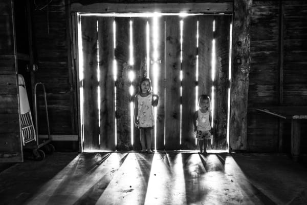 Richard Sharum, Cousins, in Barn. Macksville, Kansas, 2021