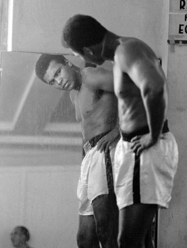 Neil Leifer, Muhammad Ali in the Mirror at Training Camp, Miami Beach, FL, 1970