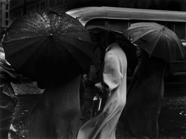 Pirkle Jones, Figures in the Rain, San Francisco, 1955, printed 1968