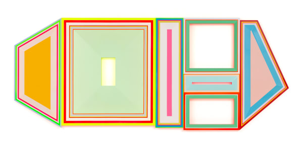 BEVERLY FISHMAN Polypharmacy: Equilibrium, Relaxation, Confidence, Energy, Stability, Composure, Peace, 2024 Urethane paint on wood 48 x 117 inches 121.9 x 297.2 cm