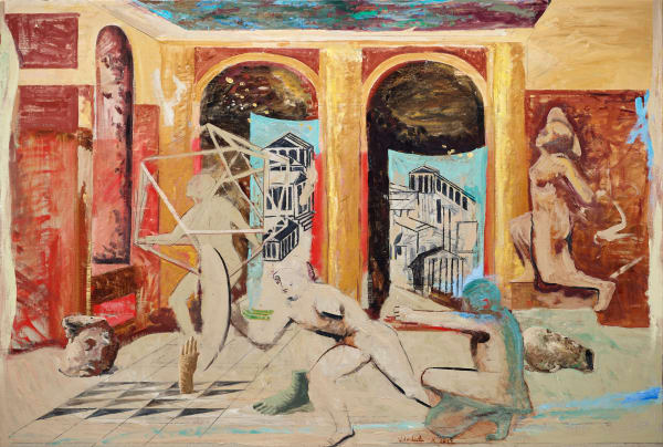 柏格丹・弗拉杜塔, 《博物館房間與舉著二十面體的自畫像 02》 Museum Room with Self-Portrait with Icosahedron 02, 2022