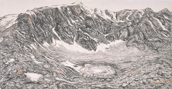 石晉華, 《走筆#179 轉山遇見慈悲湖》 Pen Walking #179, Seeing Compassion Lake Around Mount Kailash, 2022