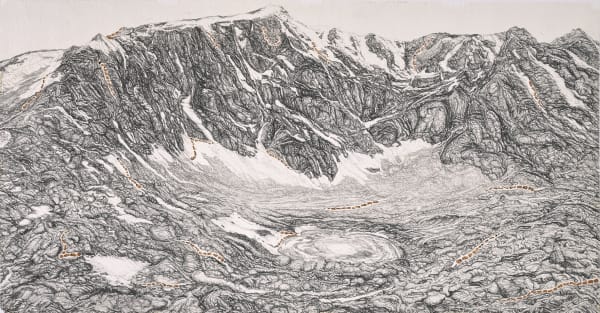 石晉華, 《走筆#179 轉山遇見慈悲湖》 Pen Walking #179, Seeing Compassion Lake Around Mount Kailash, 2022