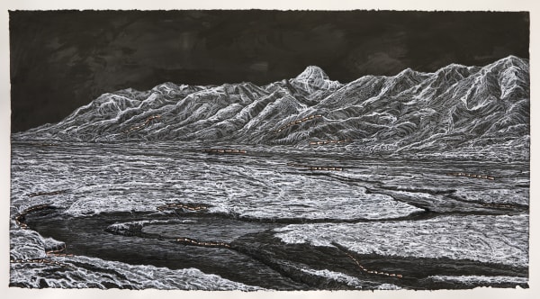 石晉華, 《走筆#169 雪峰映月圖》 Pen Walking#169 Moonlight, 2019