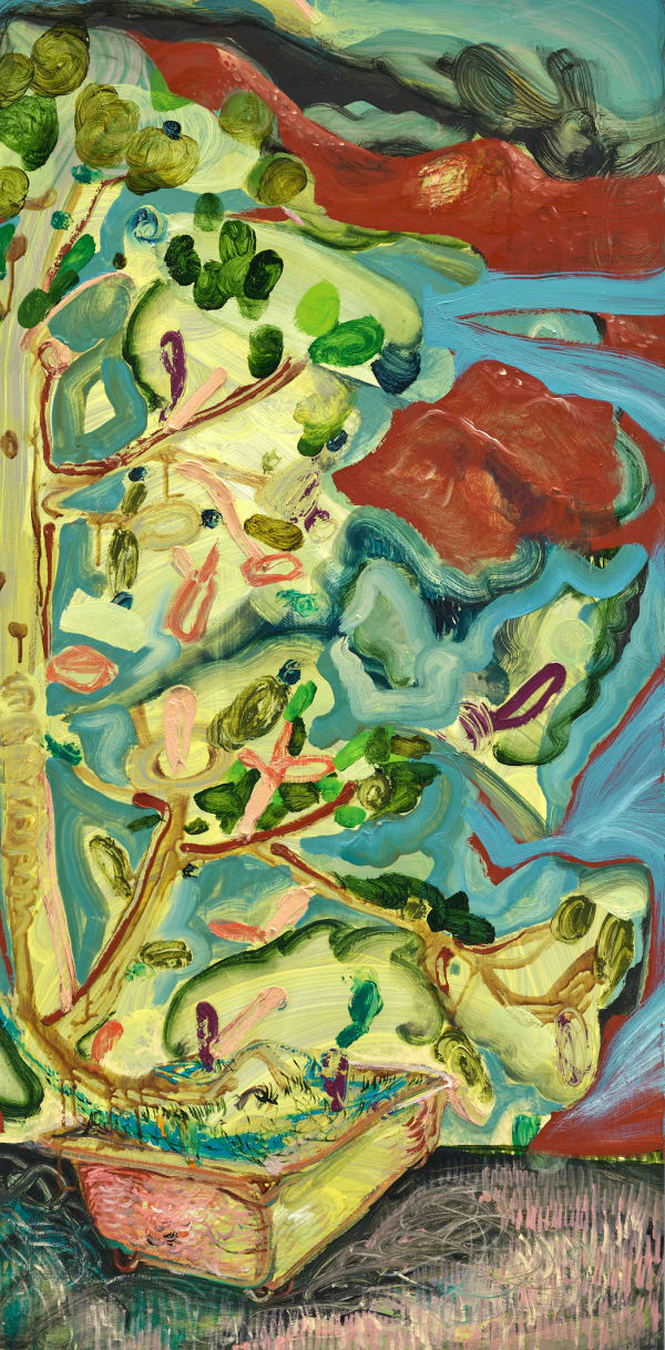黨若洪, 《朱紅色山脈與盆景》 Scarlet Mountains and Potted Landscape, 2022