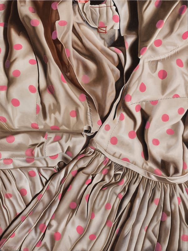 瑪莉娜.克魯斯, 《衣服的修補縫針相伴雪花般的粉紅點點》 Stitches on garment with pink dots like snow, 2019