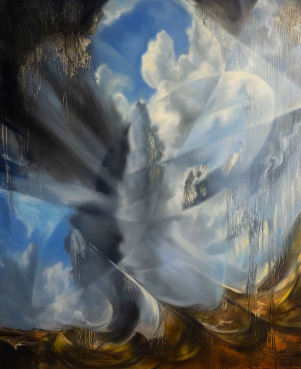 Maria Kreyn A Blue Storm Pulling the Earth Through the Sky, 2023 Oil on panel 24 x 30 Inches 61 x 76 cm