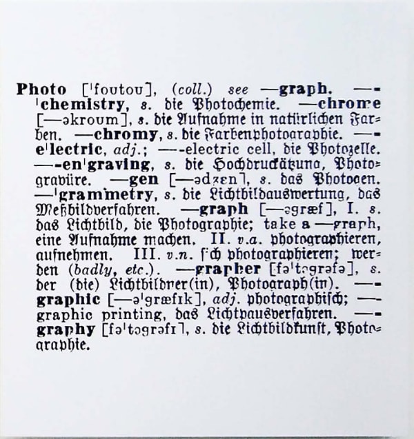 Joseph Kosuth One and Three Photographs [Eng./Germ.], 1965