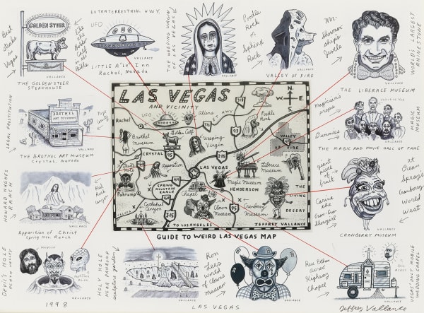 Jeffrey Vallance Guide to Weird Las Vegas Map, 1998